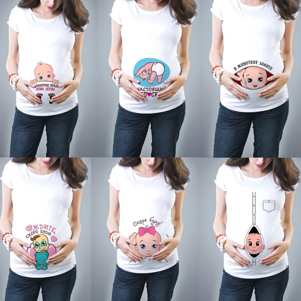 Cute Santa Baby Print Pregnancy Shirt Maternity